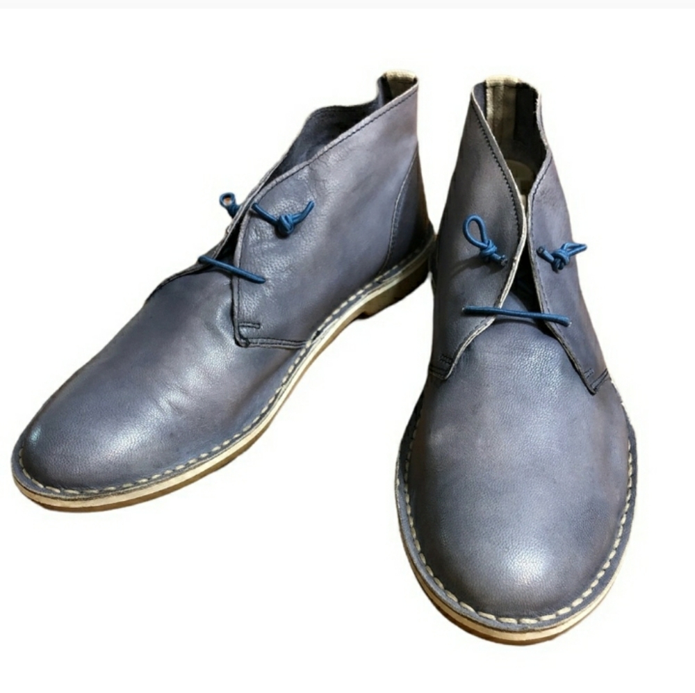 BARNEY NEW YORK Blue Grey Leather Dress Shoes Size 39 Made in Italy